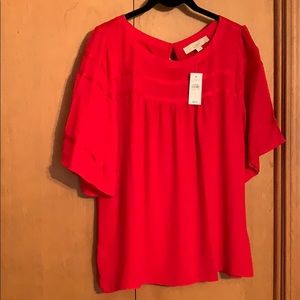 Loft red short sleeved blouse